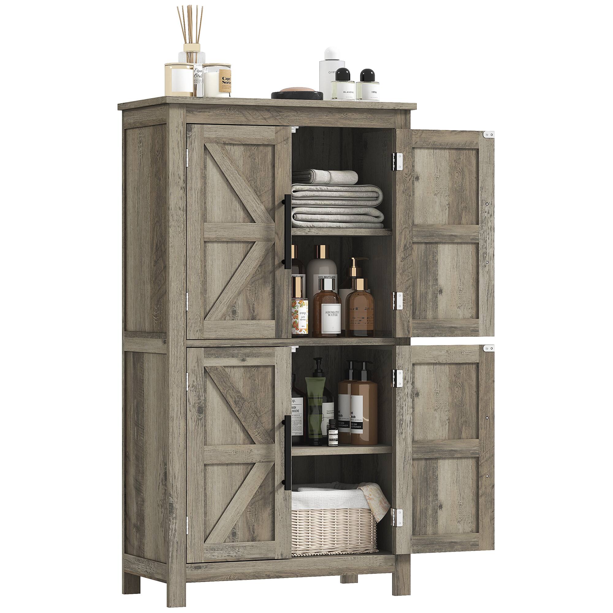 Bathroom Floor Storage Cabinet, Light Gray