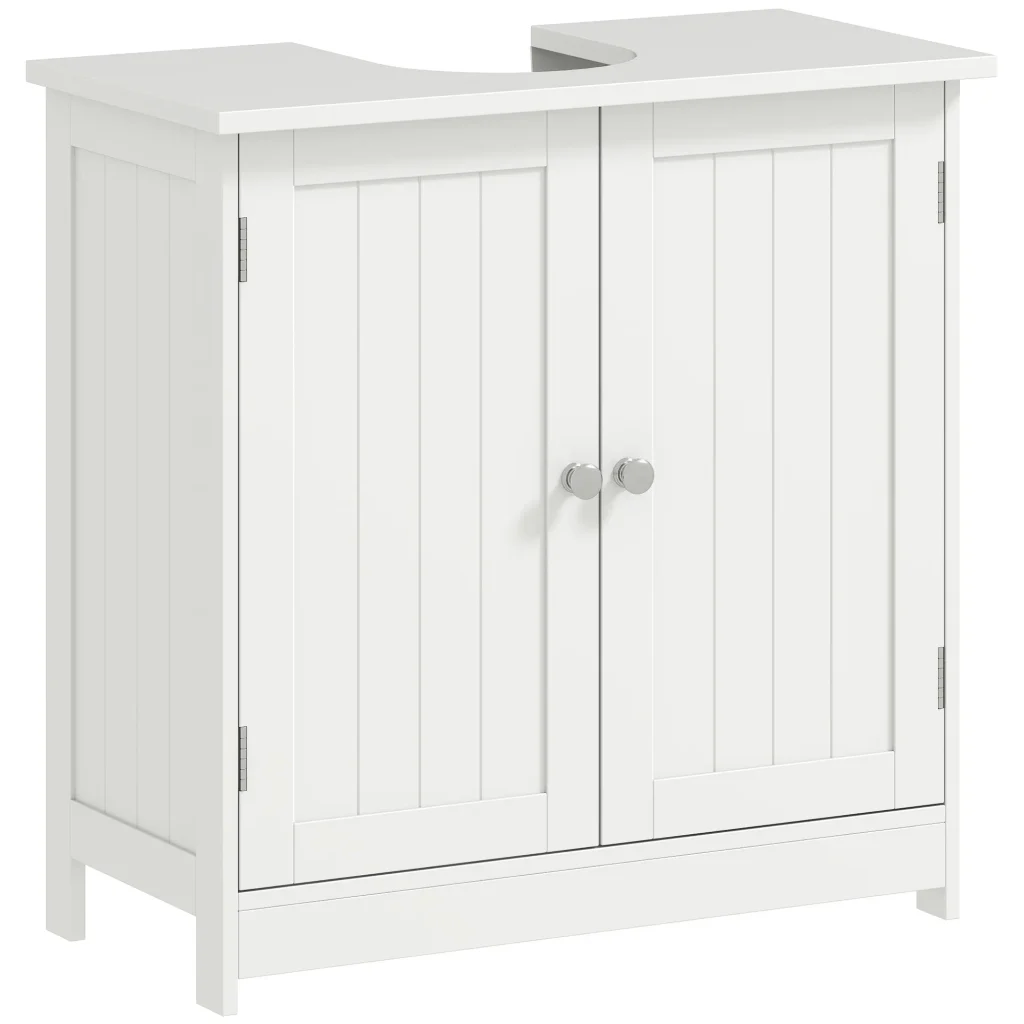 HOMCOM Under Sink Bathroom Cabinet with Shelf, White