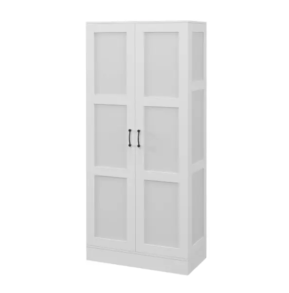HOMCOM 71" Tall Storage Cabinet with Movable Storage Shelves, Modern Style Pantry Cupboard Cabinet with Soft Close Doors, White